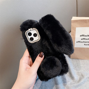 3D dễ thương tai thỏ giả lông sang trọng mùa đông ấm áp mềm Bìa trường hợp điện thoại cho Iphone 17 Series 6 Google Pixel cho LG cho <span class=keywords><strong>Huawei</strong></span> - Product Image 5