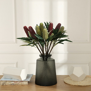 Rama de Banksia Artificial de Lujo con Tacto Real, Flor de Pagoda Exótica, Protea Artificial para Decoración Zen de Hoteles de Alta Gama, Vestíbulos, Hogares y Villas - Product Image 1