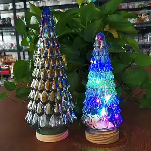 Bougeoir d'ornements en verre de décoration d'arbre de Noël avec la lumière de LED pour le cadeau de Noël
