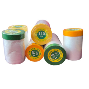 Reliable Pre-Taped Automotive Protective Film Masking Crepe Paper with Hot Melt Rubber Adhesive