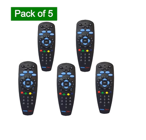 Paquete de 5 controles remotos Tata Sky compatibles con decodificador HD Tata Sky, reemplazo fácil, control remoto universal para TV de alta calidad - Product Image 1