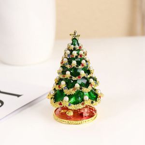 Shinnygifts Độc Đáo Hình Chữ Nhật Đồ Trang Sức Đính Hộp Vẽ Tay Tráng Men Cây Giáng Sinh Trang Trí Bản Lề Hộp Quà Tặng Cho Trang Trí Nội Thất - Product Image 2