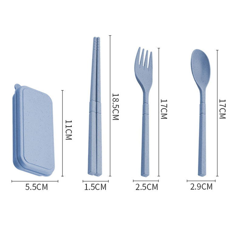 thumbnail interactive-video image 1 of Wrova Wheat Straw Utensils Set - Reusable Camping Cutlery With Case 1 of 11