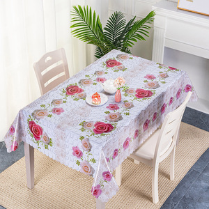 Custom Rose Floral Printed Decorative <strong>Plastic</strong> PVC <strong>Table</strong> <strong>Cover</strong> - Product Image 1