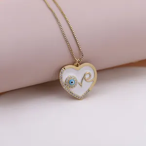 À la mode CZ pavé plaqué or mignon grande taille zircone amour coeur pendentifs à breloque collier femmes mode bijoux collier