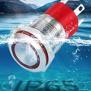 16mm High Current Waterproof Luminous Ring Light Momentary Latching <strong>Red</strong> Metal Push Switch <strong>Button</strong> Cable Connector Power Sign - Product Image 3