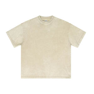 Camiseta Batik de algodón 100% para hombre, ropa de calle de manga corta de gran tamaño con logotipo personalizado de lavado ácido pesado 315GSM - Product Image 3