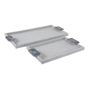 Vassoio decorativo in legno con manici in stile costiero per centrotavola da caffè, 12x6 pollici - Product Image 3