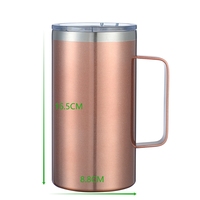 Logo personnalisé de marque noir blanc 24oz gobelet de voyage thermique isolé en métal tasse à café en acier inoxydable personnalisé avec poignée et couvercle