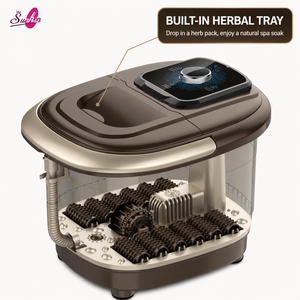 Appareil de massage des pieds électrique Sunkin à température constante, avec séparation eau-électricité, nœuds d'acupression simulés, massage à bulles d'oxygène et lumière rouge - Product Image 2