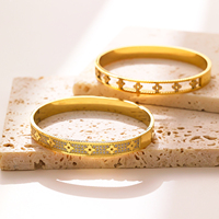 Bracelets plaqué or de créateur en acier inoxydable trèfle et zircon bracelets bracelets pour femmes et hommes bijoux en acier inoxydable