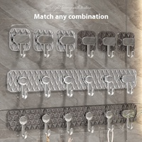 Offre Spéciale crochet mural en plastique sans poinçon cintre de porte adhésif fort rangée transparente de crochets pour le stockage de cuisine de serviette de vêtements