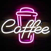 Enseigne néon en acrylique étanche pour tasses à café, logo personnalisé, signalétique pour café, bistro, devanture de magasin, affichage commercial