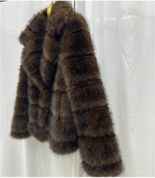 Manteau long en fausse fourrure à poils longs pour femme, marron chocolat, veste d'hiver oversize à revers cranté et à volants