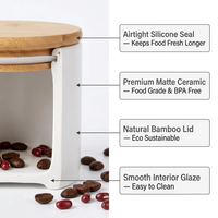 Cuisine moderne couvercle en bois design hermétique récipient de stockage des aliments en porcelaine pot boîte à café en céramique avec logo personnalisé