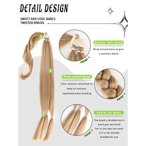 Extensions de cheveux tressés Yax, queue de cheval à enrouler, 22 24 28 30 32 36 40 pouces, blond, pour femmes, style Miss 1 - Product Image 5