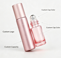 Flacons à bille en verre rose de 5 ml et 10 ml, flacons vides portables pour huiles essentielles et parfums