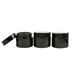 High Quality 30ml 50ml 100ml Manufacturer Flat Top Glass <strong>Bottle</strong> <strong>Optical</strong> Violet Storage Food Airtight Glass Jar with Black Lid - Product Image 1