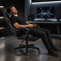 Chaise de gaming AOR Racing ergonomique en cuir PU, dossier haut inclinable, réglable, avec massage rafraîchissant, vérin à gaz 4 positions, extensible