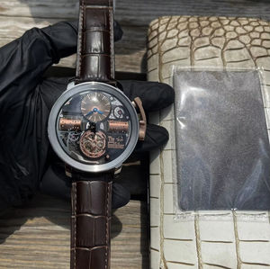 Reloj "Godfather" - Caja de Acero, Correa de Cuero Genuino, Movimiento Mecánico, Reloj de Cuerda Automática, Modelo para Hombre - Product Image 2