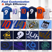 Expédition rapide, tissu jacquard, maillot de football, logo personnalisé, prêt à être expédié, maillot de football respirant en polyester, uniforme de football, vente en gros