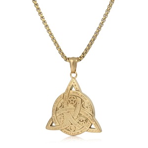 Yunnique-collar con colgante triangular celta vikingo de acero inoxidable para hombre, diseño geométrico, símbolo de estrella y luna, regalo de joyería de moda - Product Image 4