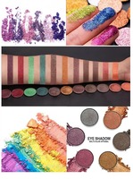 Palette de fards à paupières 12 couleurs, imperméable, mat, scintillant, pailleté, avec pinceau