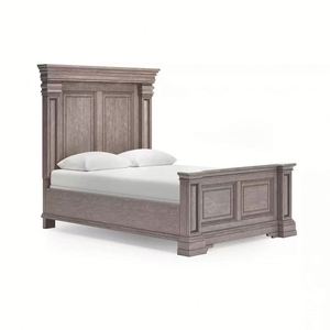 Lit en bois massif vieilli de style américain, pour chambre à coucher, personnalisable - Product Image 1