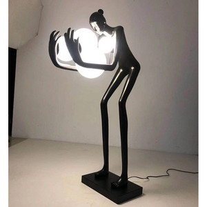 Postmoderne humanoïde lampadaire <span class=keywords><strong>Sculpture</strong></span> tenant boule modèle Art Designer hôtel hall salon lampadaire - Product Image 4