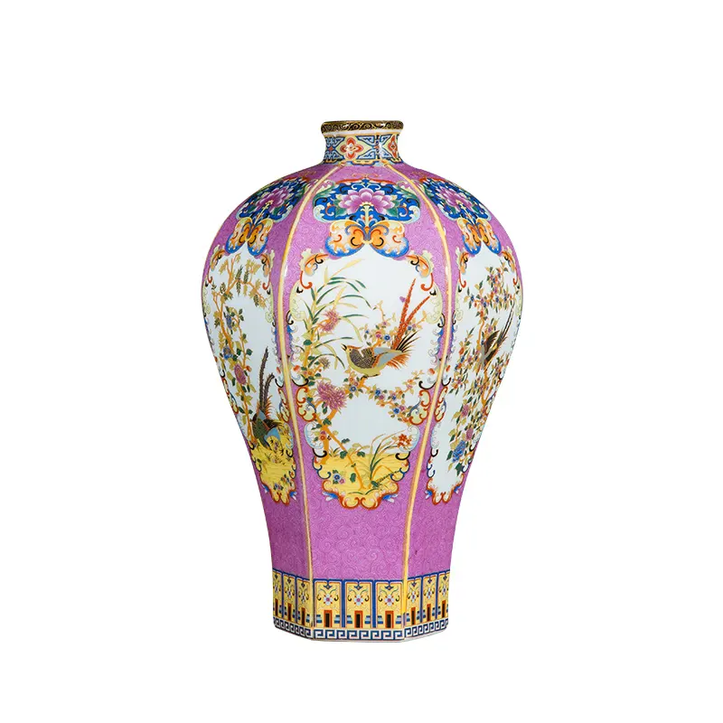 Mor sırlı klasik popüler vintage çin ev eşyaları dekoratif renkli seramik vazo ev dekorasyon hanedanı