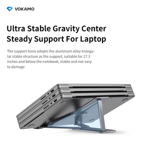 Dudukan Laptop Ergonomis Portabel dari Aluminium, 5 Tingkat Ketinggian yang Dapat Disesuaikan, Lipat, Pendingin untuk Laptop dan Tablet - Product Image 2