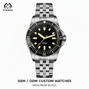 Orologio da Polso Skin Diver Personalizzato, Resistente all'Acqua fino a 200 Metri, Quadranti Crema, Arancioni e Kaki, Cinturino in Acciaio, Orologio da Uomo Skin Diver - Product Image 3