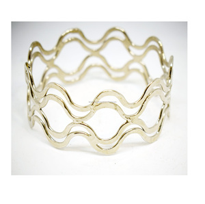 Bracelet manchette en argent plaqué, motif floral, fait main, nouveau design, bijoux en argent, vente en gros - Product Image 3