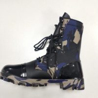 Sepatu bot taktis bahan kulit sapi hitam, sepatu bot gurun tinggi setumit dari Ghana, penutup bertali, lapisan jaring bersirkulasi untuk musim panas