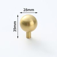 Poignée de tiroir ronde en laiton massif, profil boule, pour porte de placard, poignée de meuble à trou unique, boutons de traction sphériques dorés, ensemble de quincaillerie