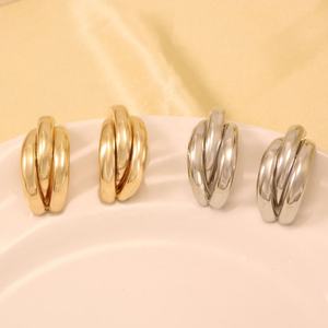 Fashion Gold Plated Lovers and <b>Friends</b> Harley Earrings Personality Semi-circular Design Sense Earrings <b>for</b> <b>Women</b> - Product Image 2