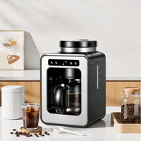 Machine à café filtre entièrement automatique, cafetière électrique américaine 600W avec broyeur, fonction maintien au chaud, contrôle tactile LCD pour la maison et le bureau