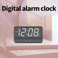 Zwart Bt Led Elektrische Wekker Voor Huishoudelijke Decoraties Bureautafel Radio Draadloos Opladen Elektronische Snooze Elektrische Klok