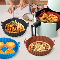 Panier rond antiadhésif pour aliments Accessoires pour four Pot de friteuse à air Doublures en silicone
