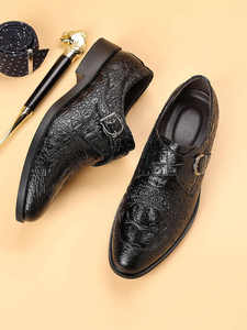 Zapatos de Cuero Vacuno de Grano Completo para Hombre, Novedad de 2026, Textura Tallada, Elegantes y de Alta Gama para Negocios y Bodas - Product Image 5