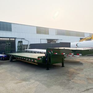 Semi-remorque à plateau surbaissé à col de cygne à 3 essieux, en acier robuste, 60/80/100 tonnes, pour le <span class=keywords><strong>transport</strong></span> d'équipements lourds - Product Image 1