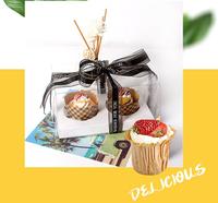Boîte transparente pour Cupcake, emballage avec ruban, pour Dessert, Macaron et chocolat, avec Logo imprimé, 2 4 6 12, 10 pièces