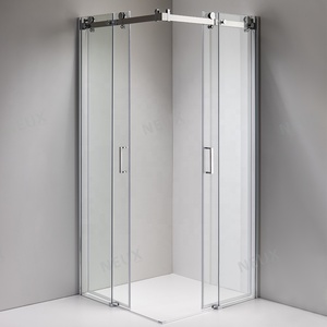 Cabine de douche en <span class=keywords><strong>verre</strong></span> à <span class=keywords><strong>double</strong></span> porte coulissante carrée pour salle de bain avec gros rouleaux Cabine de douche à <span class=keywords><strong>double</strong></span> porte - Product Image 2