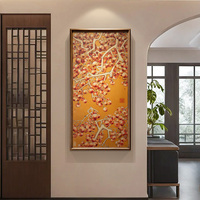 Peinture suspendue en bois massif en laiton fait à la main, motif kaki, adaptée à la décoration d'entrée dans une nouvelle maison, cérémonie de déménagement mural