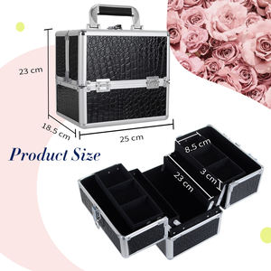 Maletín <span class=keywords><strong>de</strong></span> <span class=keywords><strong>Maquillaje</strong></span> <span class=keywords><strong>Profesional</strong></span> <span class=keywords><strong>de</strong></span> Aluminio Rosa con Múltiples Bandejas para Mujer, Estuche <span class=keywords><strong>de</strong></span> Cosméticos Brillante para Viaje y Almacenamiento, Caja <span class=keywords><strong>de</strong></span> Belleza en Oferta - Product Image 6