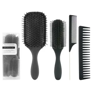 Professional Custom Salon Styling Paddle Hair Brush Comb Set Massage scalp Brush Hair Extension Brushes With PVC packaging