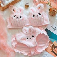 Ensemble de lingerie lapin, soutien-gorge en peluche mignon, soutien-gorge sans fil en peluche de grande taille avec strass, soutien-gorge en tissu peluche, vente en gros
