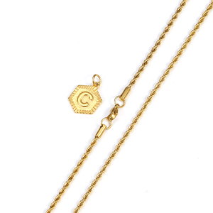 2024OUMI Jewelry Factory 26 Lettre <span class=keywords><strong>Plaque</strong></span> Pendentif Collier en acier inoxydable fileté plaqué or 18 carats - Product Image 4