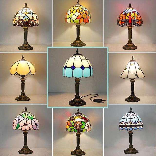 Mediterranean Style Dome Shaped Stained Turkish Moroccan Mosaic Glass Electric Blue LED Modern Parrot Table Lamp