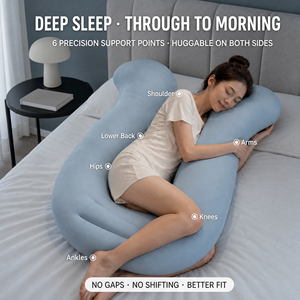 Almohada en forma <span class=keywords><strong>de</strong></span> U para dormir <span class=keywords><strong>de</strong></span> lado, con soporte para embarazadas, diseño ergonómico <span class=keywords><strong>de</strong></span> <span class=keywords><strong>5</strong></span> zonas y funda lavable. - Product Image 4